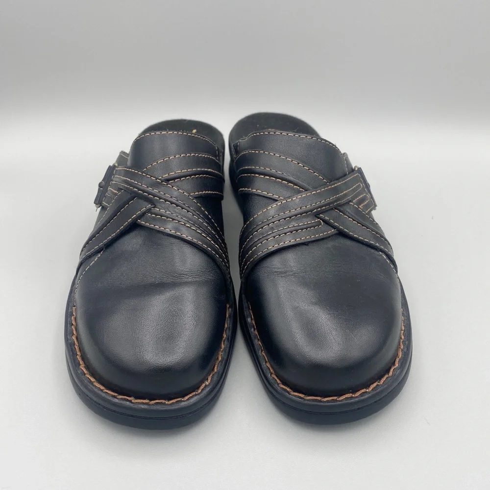 Clarks Round Toe Slip On Clogs US Womens 7M Black 35114 - Picture 2 of 10